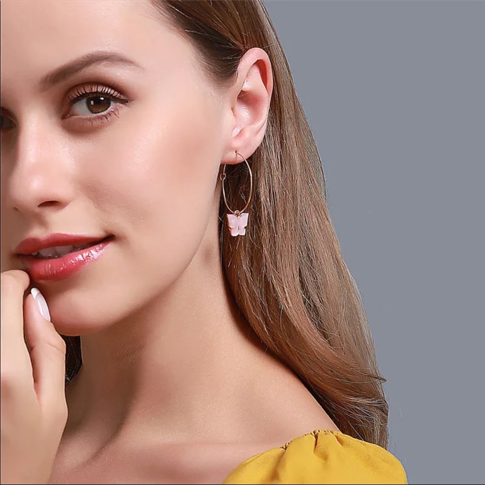 3/$30 NEW! Butterfly Pendant Earrings Hoops Cute